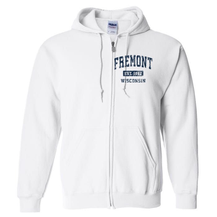 Fremont Wisconsin Wi Vintage Athletic Sports Design Full Zip Hoodie