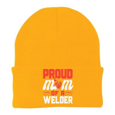 Funny Welder Welding Mom Mother Vintage Proud Mom Of A Welder Knit Cap Winter Beanie