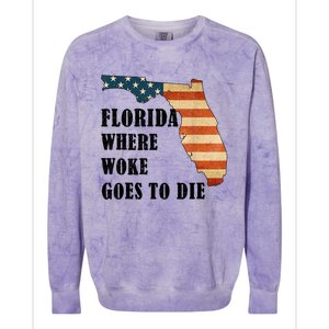 Florida Where Woke Goes To Die Funny Retro Colorblast Crewneck Sweatshirt