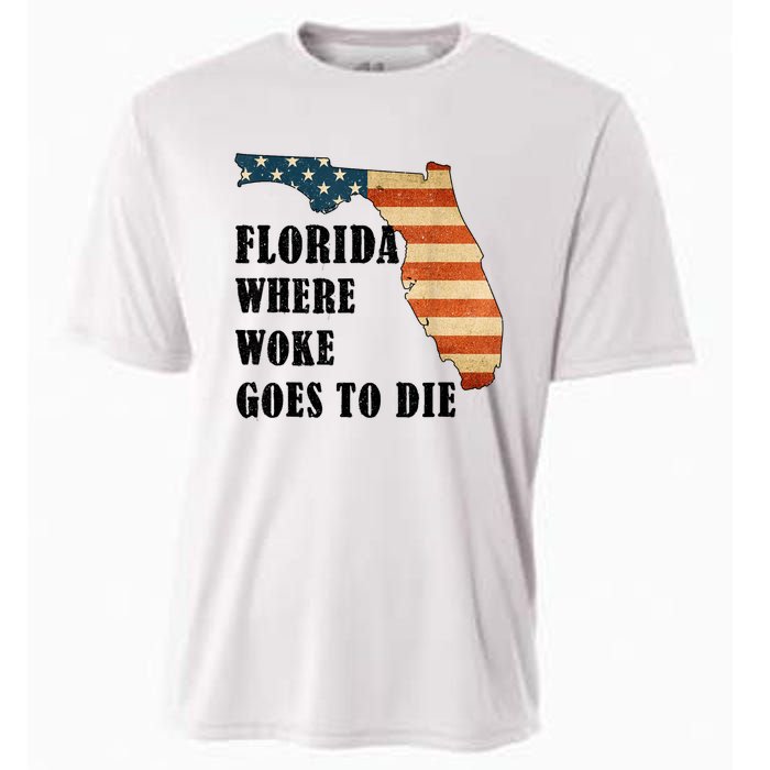 Florida Where Woke Goes To Die Funny Retro Cooling Performance Crew T-Shirt