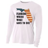 Florida Where Woke Goes To Die Funny Retro Cooling Performance Long Sleeve Crew