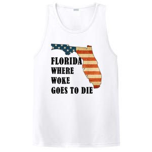 Florida Where Woke Goes To Die Funny Retro PosiCharge Competitor Tank