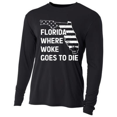 Florida Where Woke Goes To Die Funny Retro Cooling Performance Long Sleeve Crew