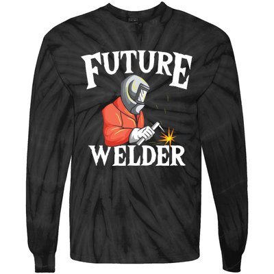 Future Welder Welding Helmet Metal Fabrication Fusing MIG Tie-Dye Long Sleeve Shirt