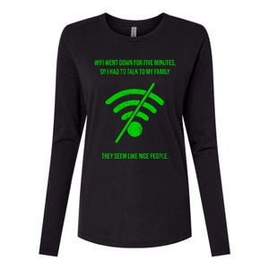 Funny Wifi Went Down Quote Computer Nerd Gift Funny Gift Womens Cotton Relaxed Long Sleeve T-Shirt