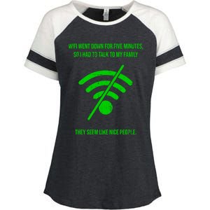 Funny Wifi Went Down Quote Computer Nerd Gift Funny Gift Enza Ladies Jersey Colorblock Tee