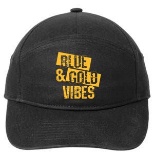 Football We Wear Blue And Gold School Spirit 7-Panel Snapback Hat