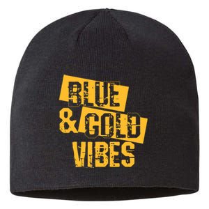 Football We Wear Blue And Gold School Spirit Sustainable Beanie