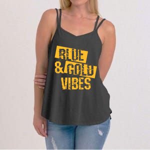 Football We Wear Blue And Gold School Spirit Women's Strappy Tank