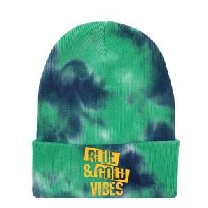 Football We Wear Blue And Gold School Spirit Tie Dye 12in Knit Beanie