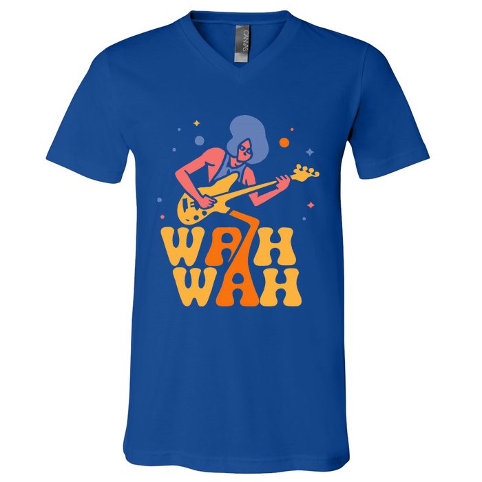 Funky Wah Wah Vintage 1970s V-Neck T-Shirt