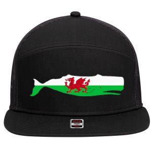 Funny Whale Wales Flag Pun For Welsh American Whales Lover 7 Panel Mesh Trucker Snapback Hat