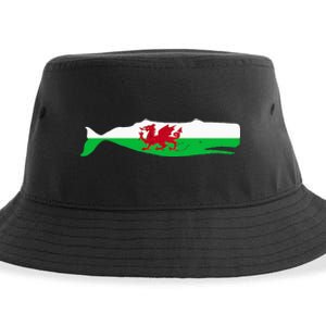 Funny Whale Wales Flag Pun For Welsh American Whales Lover Sustainable Bucket Hat