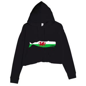 Funny Whale Wales Flag Pun For Welsh American Whales Lover Crop Fleece Hoodie