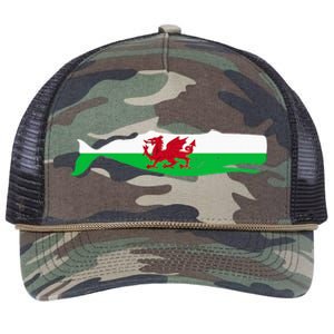 Funny Whale Wales Flag Pun For Welsh American Whales Lover Retro Rope Trucker Hat Cap