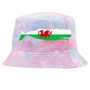 Funny Whale Wales Flag Pun For Welsh American Whales Lover Tie-Dyed Bucket Hat