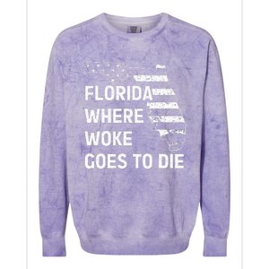 Florida Where Woke Goes To Die Funny Retro Colorblast Crewneck Sweatshirt