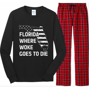 Florida Where Woke Goes To Die Funny Retro Long Sleeve Pajama Set