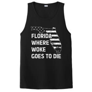 Florida Where Woke Goes To Die Funny Retro PosiCharge Competitor Tank