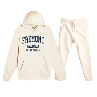 Fremont Wisconsin Wi Vintage Athletic Sports Design Premium Hooded Sweatsuit Set