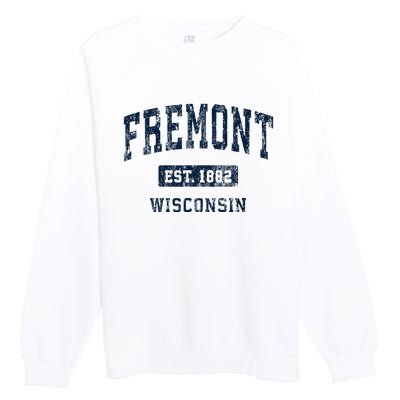 Fremont Wisconsin Wi Vintage Athletic Sports Design Premium Crewneck Sweatshirt