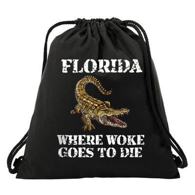 Florida Where Woke Goes To Die Alligator Drawstring Bag