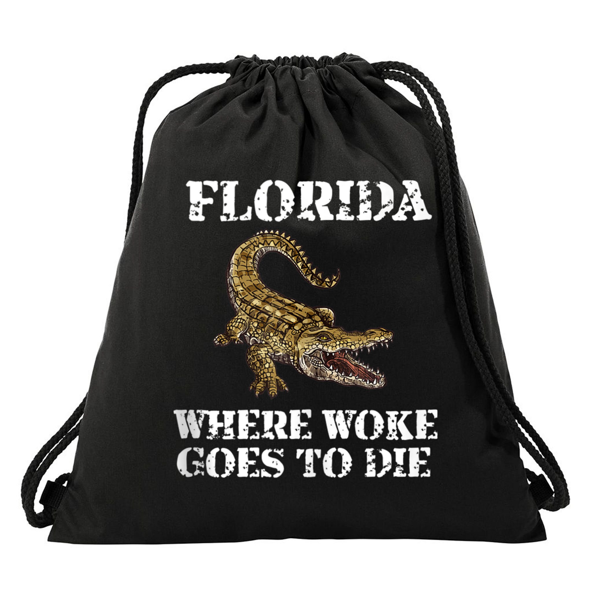 Florida Where Woke Goes To Die Alligator Drawstring Bag