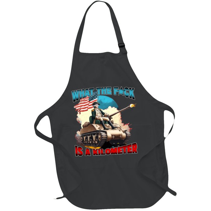 Funny Wtf What The Fck Is A Kilometer George Washington Full-Length Apron With Pockets