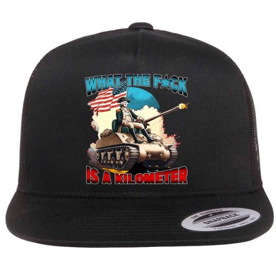 Funny Wtf What The Fck Is A Kilometer George Washington Flat Bill Trucker Hat