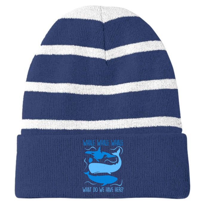 Funny Whale Whale Whale What Do We Have Here? Striped Beanie with Solid Band