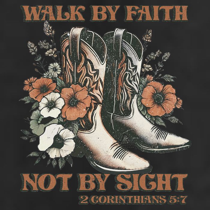 Faith We Walk By Faith Not By Sight Christian 7 Panel Mesh Trucker Snapback Hat