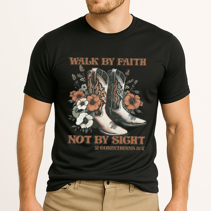 Faith We Walk By Faith Not By Sight Christian Cooling Performance Crew T-Shirt