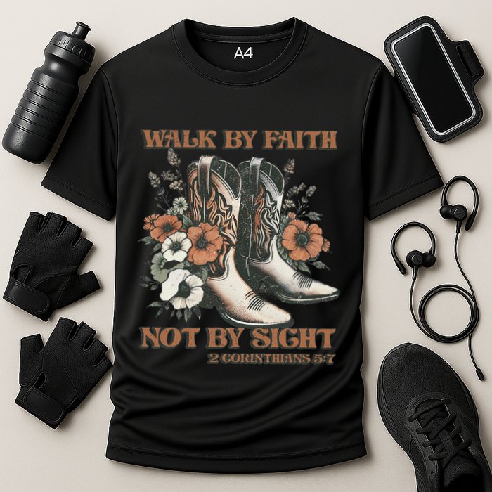 Faith We Walk By Faith Not By Sight Christian Cooling Performance Crew T-Shirt
