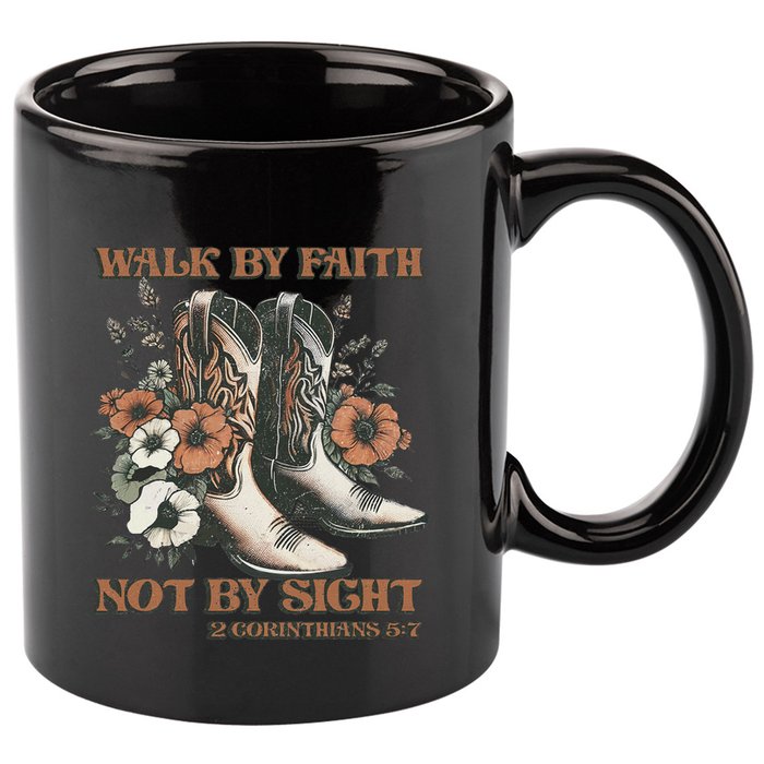 Faith We Walk By Faith Not By Sight Christian 11oz C Handle Ceramic Mug