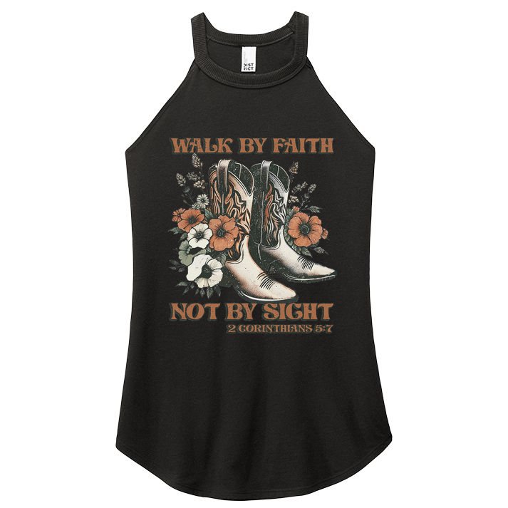 Faith We Walk By Faith Not By Sight Christian Women's Perfect Tri Rocker Tank