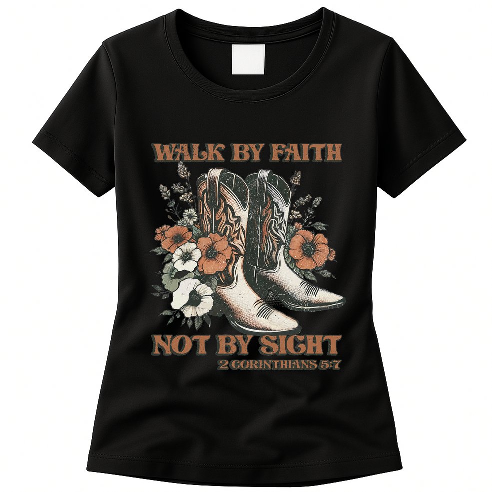 Faith We Walk By Faith Not By Sight Christian Womens T-Shirt