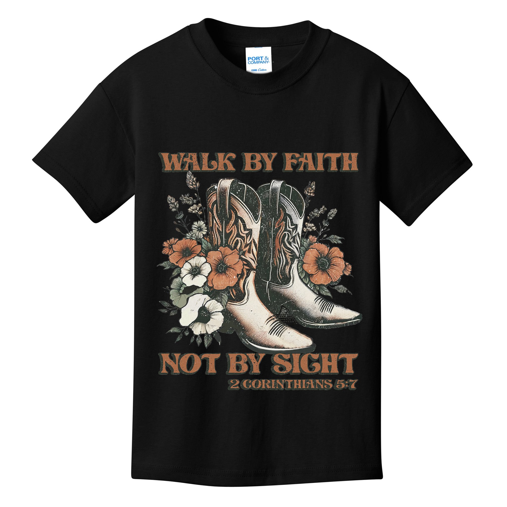 Faith We Walk By Faith Not By Sight Christian Kids T-Shirt