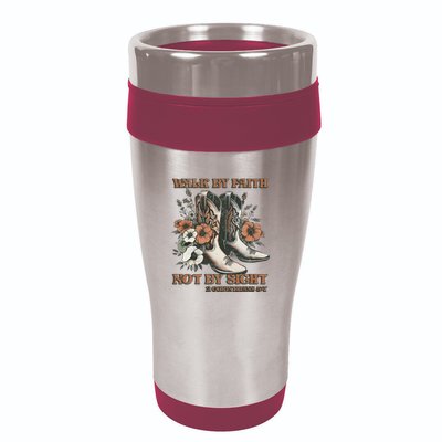 Faith We Walk By Faith Not By Sight Christian 16oz Travel Tumbler
