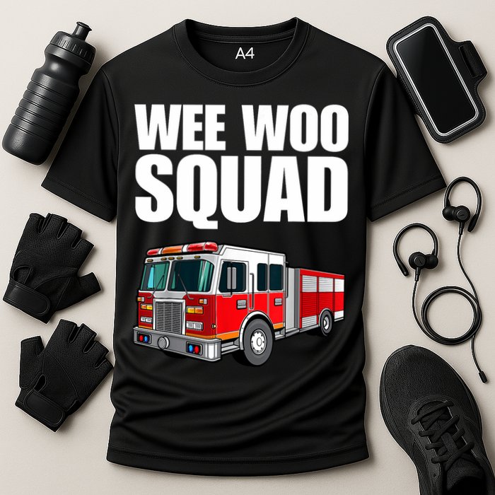 Funny Wee Woo Squad Fire Truck Design Cooling Performance Crew T-Shirt