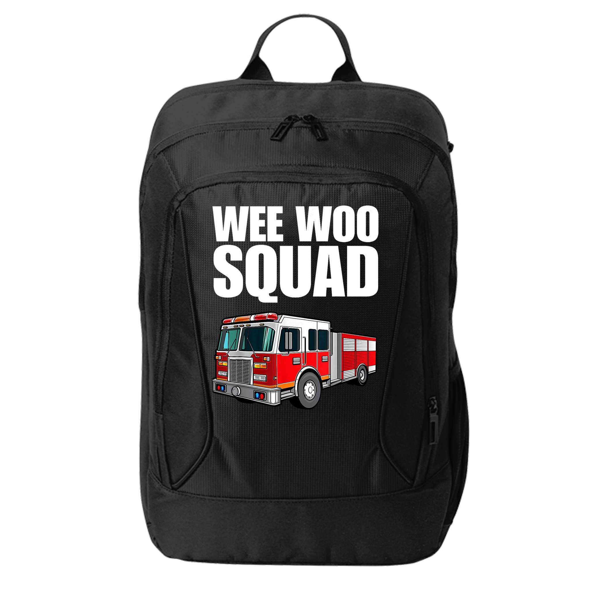 Funny Wee Woo Squad Fire Truck Design City Backpack