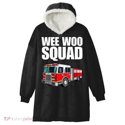 Funny Wee Woo Squad Fire Truck Design Hooded Wearable Blanket