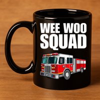 Funny Wee Woo Squad Fire Truck Design 11oz C Handle Ceramic Mug