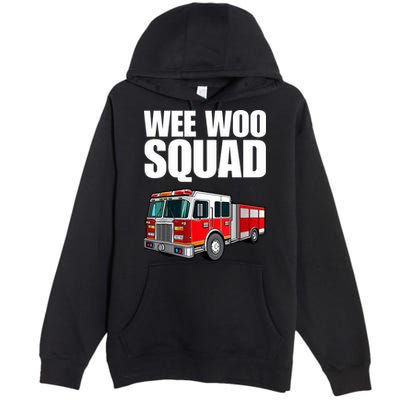 Funny Wee Woo Squad Fire Truck Design Premium Pullover Hoodie