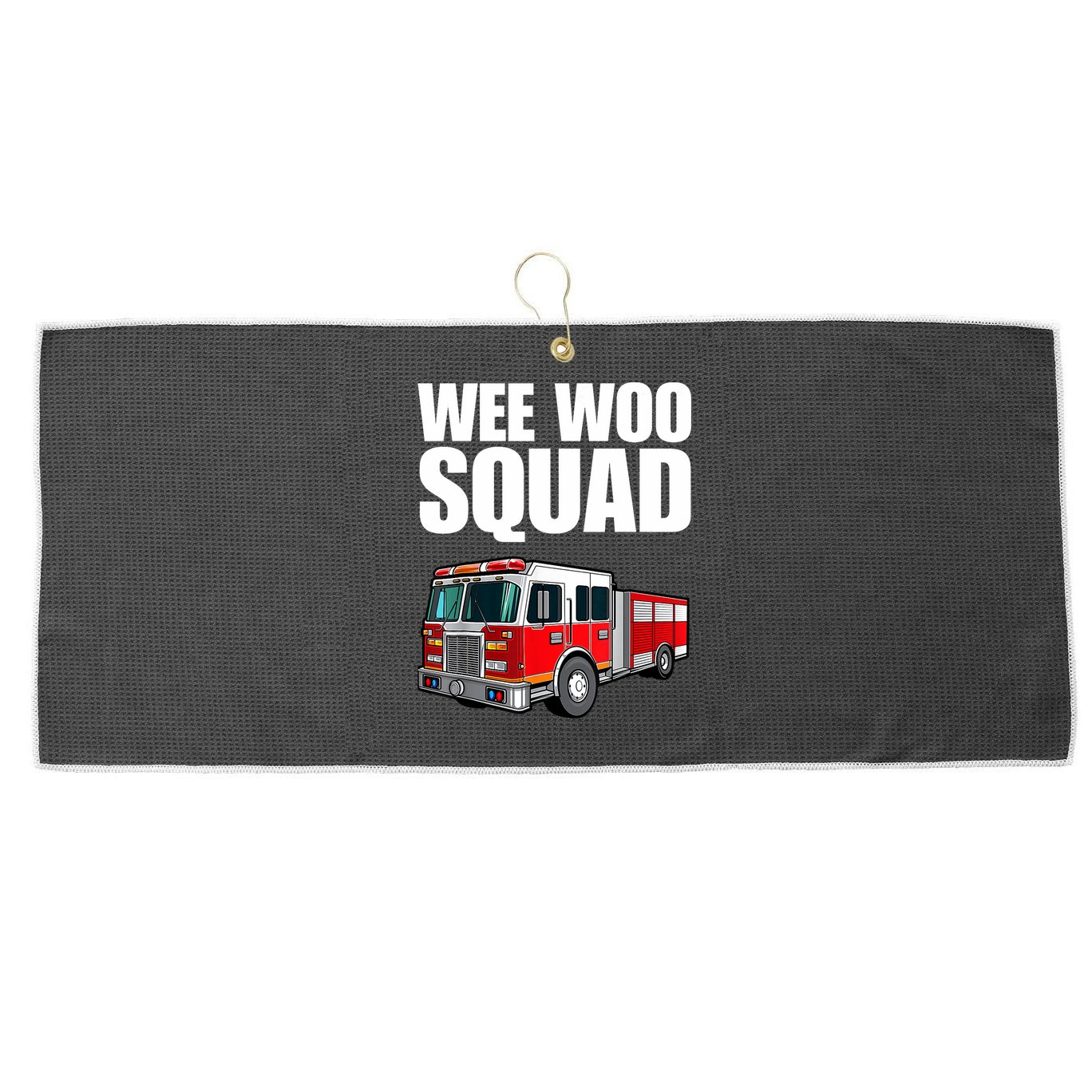 Funny Wee Woo Squad Fire Truck Design Large Microfiber Waffle Golf Towel