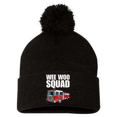 Funny Wee Woo Squad Fire Truck Design Pom Pom 12in Knit Beanie