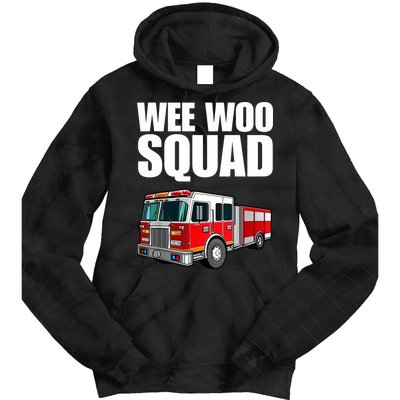 Funny Wee Woo Squad Fire Truck Design Tie Dye Hoodie
