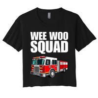 Funny Wee Woo Squad Fire Truck Design Women's Crop Top Tee