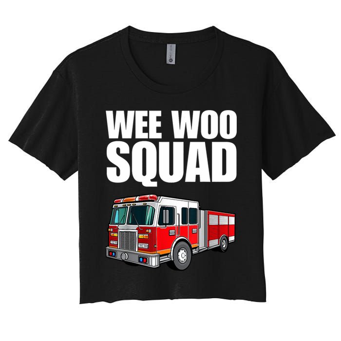 Funny Wee Woo Squad Fire Truck Design Women's Crop Top Tee