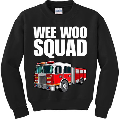 Funny Wee Woo Squad Fire Truck Design Kids Sweatshirt