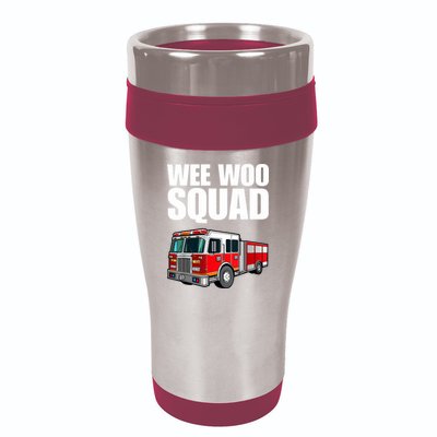 Funny Wee Woo Squad Fire Truck Design 16oz Travel Tumbler